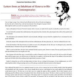 Letters from an Inhabitant of Geneva to His Contemporaries