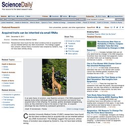 Acquired traits can be inherited via small RNAs