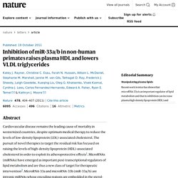 Inhibition of miR-33a/b in non-human primates raises plasma HDL and lowers VLDL triglycerides : Nature