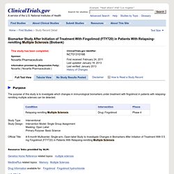 Biomarker Study After Initiation of Treatment With Fingolimod (FTY720) in Patients With Relapsing-remitting Multiple Sclerosis