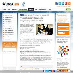 Project Initiation Documents - Project Management Tools from MindTools