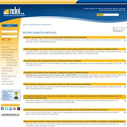 National Diabetes Education Initiative (NDEI) - Clinical Literature Alerts