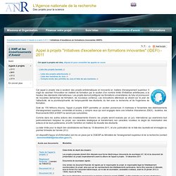 Appel à projets "Initiatives d'excellence en formations innovantes (IDEFI)" - Investissements d'Avenir