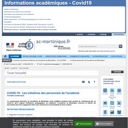 COVID-19 : Les initiatives des personnels de l'académie - Site de l'académie de la Martinique