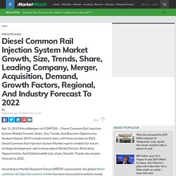 Diesel Common Rail Injection System Market Growth, Size, Trends, Share, Leading Company, Merger, Acquisition, Demand, Growth Factors, Regional, And Industry Forecast To 2022