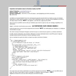 Injection de headers dans la fonction mail() de PHP