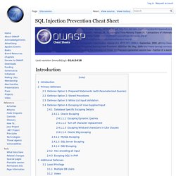 SQL Injection Prevention Cheat Sheet