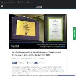 Innofied Awarded the Best Mobile App Development Company at Engage Digital Summit 2016 - Innofied