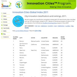 Innovation Cities Global Index 2011 from 2thinknow : City Rankings List » Innovation Cities Index & Program – City data training events from 2THINKNOW for USA Canada America Europe Asia Mid-East Australia