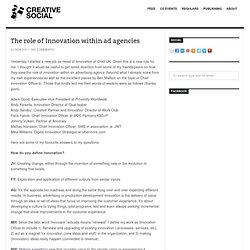 The role of Innovation within ad agencies