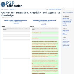 Charter for Innovation, Creativity and Access to Knowledge - P2P
