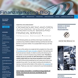 List of open innovation and crowdsourcing projects at banks and financial services