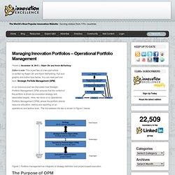 Managing Innovation Portfolios – Operational Portfolio Management