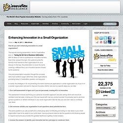 Blogging Innovation » Enhancing Innovation in a Small Organization