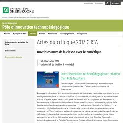 Actes du colloque 2017 CIRTA - Pôle d’innovation technopédagogique