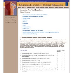 Improving Your Test Questions, Center for Teaching Excellence, University of Illinois
