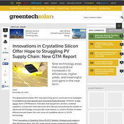 Innovations in Crystalline Silicon Offer Hope to Struggling PV Supply Chain: New GTM Report