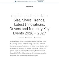 dental needle market : Size, Share, Trends, Latest Innovations, Drivers and Industry Key Events 2018 – 2027 – healthcare