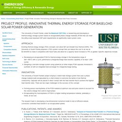 Project Profile: Innovative Thermal Energy Storage for Baseload Solar Power Generation