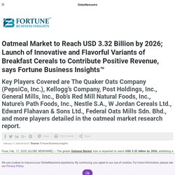 Oatmeal Market to Reach USD 3.32 Billion by 2026; Launch of Innovative and Flavorful Variants of Breakfast Cereals to Contribute Positive Revenue, says Fortune Business Insights™