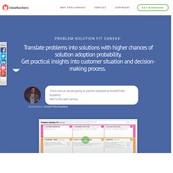 Problem Solution fit canvas - innovative tool to help entrepreneurs, corporate innovators, growth hackers and marketers