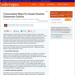 5 Innovative Ways To Create Positive Classroom Culture