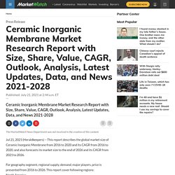 Ceramic Inorganic Membrane Market Research Report with Size, Share, Value, CAGR, Outlook, Analysis, Latest Updates, Data, and News 2021-2028