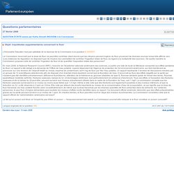 PARLEMENT EUROPEEN – Réponse à question:E-0977/08 Inquiétudes supplémentaires concernant le fluor
