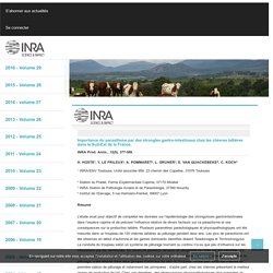 INRA – PRODUCTIONS ANIMALES 1999 Importance du parasitisme par des strongles gastro-intestinaux chez les chèvres laitières dans le Sud-Est de la France.