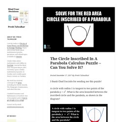 The Circle Inscribed In A Parabola Calculus Puzzle – Can You Solve It?