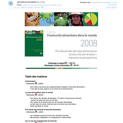 L’état de l’insécurité alimentaire dans le monde 2008
