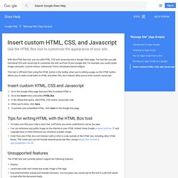 Insert custom HTML, CSS, and Javascript - Sites Help