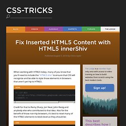 Fix Inserted HTML5 Content with HTML5 innerShiv