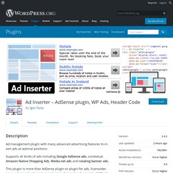 Ad Inserter – AdSense plugin, WP Ads, Header Code