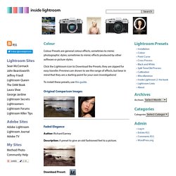 Inside Lightroom » Colour Presets