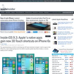 Inside iOS 9.3: Apple's native apps gain new 3D Touch shortcuts on iPhone 6s