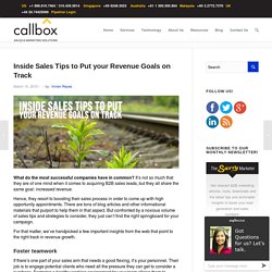 Inside Sales Tips to Put your Revenue Goals on Track