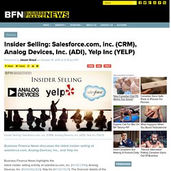 Insider Selling: Salesforce.com, inc. (CRM), Analog Devices, Inc. (ADI), Yelp Inc (YELP)