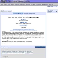 Does 'Could' Lead to Good? Toward a Theory of Moral Insight by Ting Zhang, Francesca Gino, Joshua D. Margolis