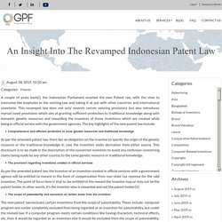 An Insight Into The Revamped Indonesian Patent Law