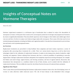 Insights of Conceptual Notes on Hormone Therapies
