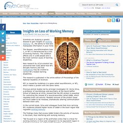 Insights on Loss of Working Memory