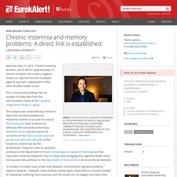 Chronic insomnia and memory problems: A direct link is established