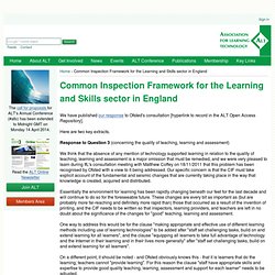 Common Inspection Framework for the Learning and Skills sector in England