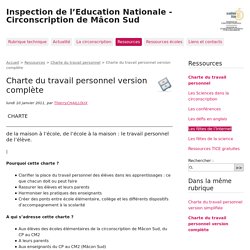 Charte du travail personnel version complète - Inspection de l'Education Nationale - Circonscription de Mâcon Sud