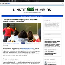 L’Inspection Générale pointe les instits du doigt (mais pas seulement)