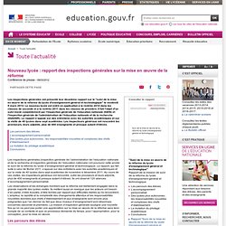 Rapport "Suivi de la mise en œuvre de la réforme du lycée"