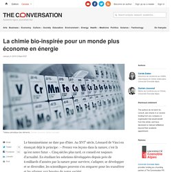 La chimie bio-inspirée pour un monde plus économe en énergie