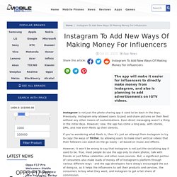 Instagram To Add New Ways Of Making Money For Influencers