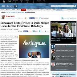 Instagram Beats Twitter In Daily Mobile Users for the First Time - Mike Isaac - Social